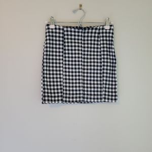 Free People Black and White Plaid Mini Skirt